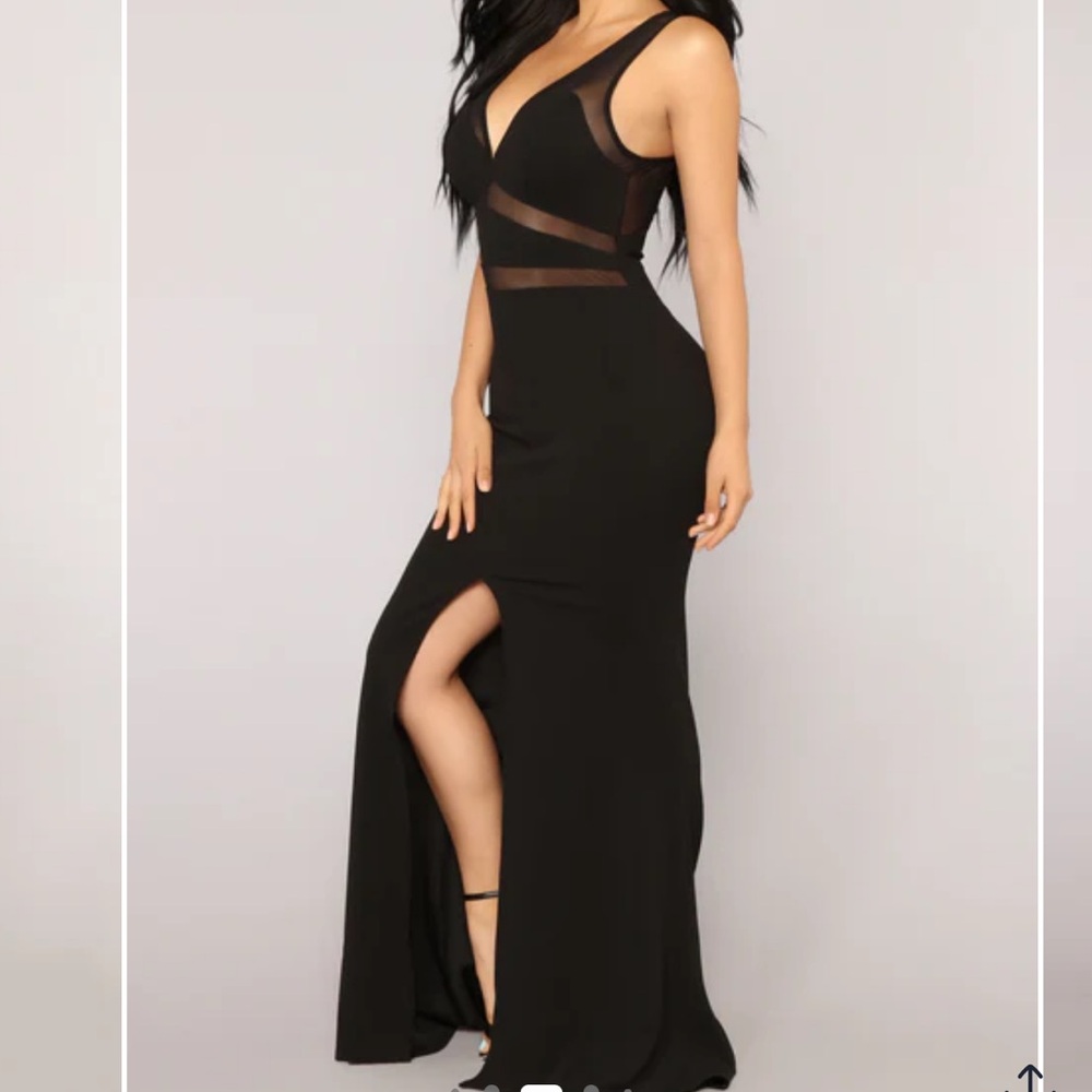Fashion Nova Black V-Neck Mesh Dress - Picture 2 of 9